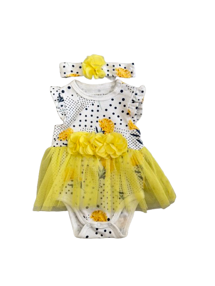 Baby Girls Bodysuit & Headband Set with Mesh Skirt – sample image