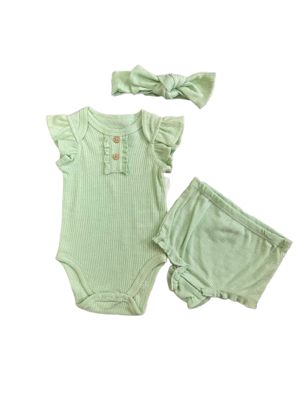 Baby 3pcs Baby Set – Bodysuit, Shorts & Headband – sample image
